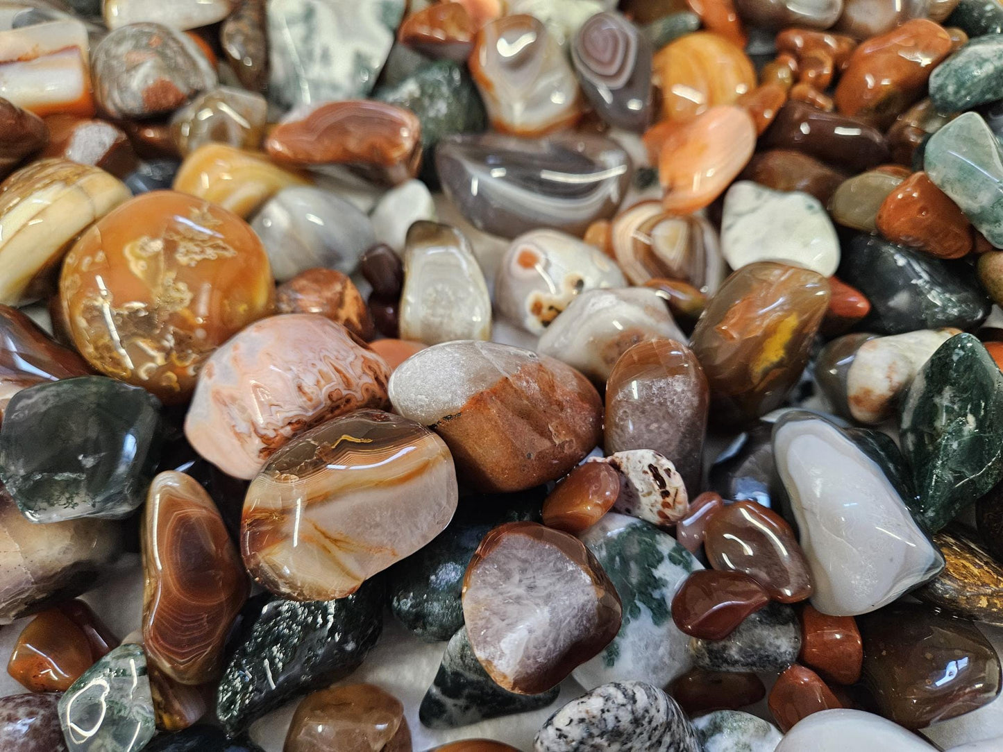 1lb Mixed Agates Tumbled-Polished Colorful Lot