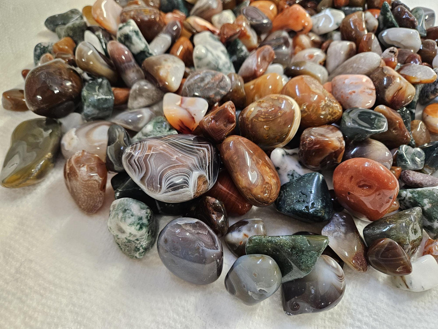 1lb Mixed Agates Tumbled-Polished Colorful Lot