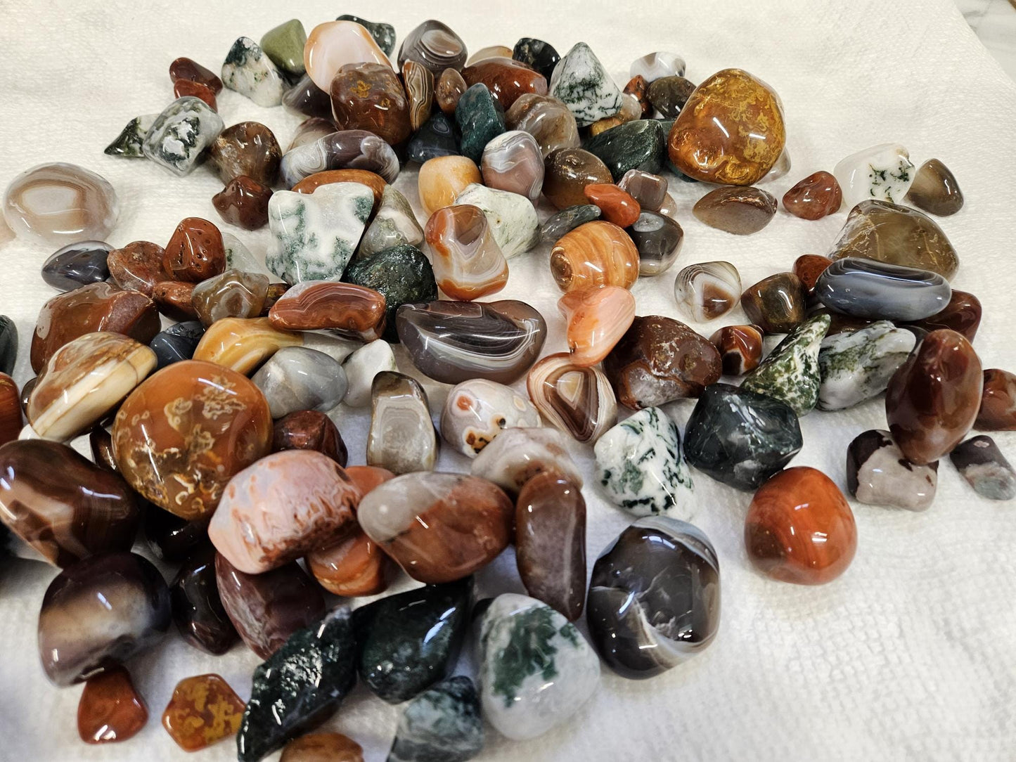 1lb Mixed Agates Tumbled-Polished Colorful Lot