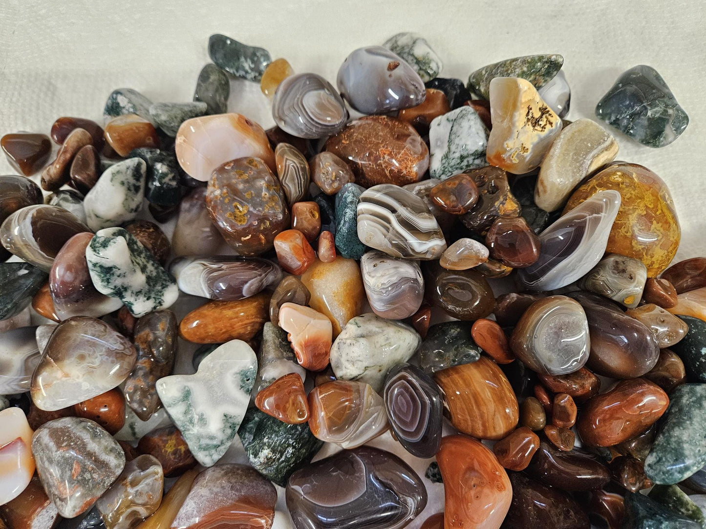 1lb Mixed Agates Tumbled-Polished Colorful Lot
