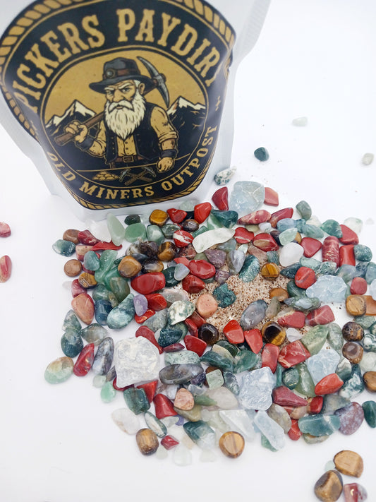 Pickers Paydirt Polished Stone Bag: Jasper, Agate, Fluorite, Aventurine and more