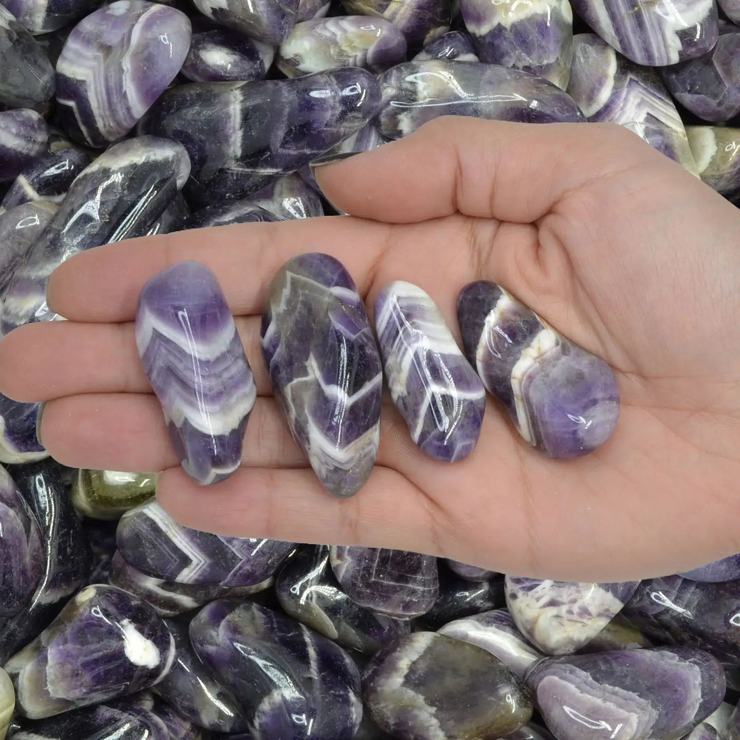 1lb Tumbled-Polished Banded Amethyst