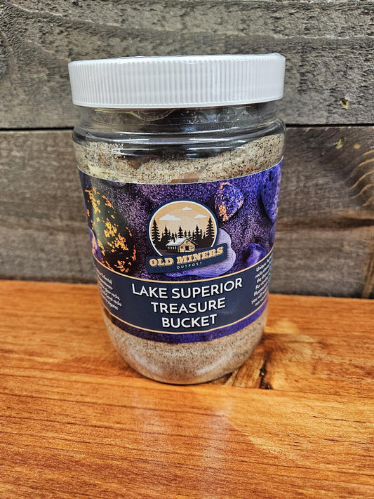 Treasure Bucket Adventure Jar Yooper Rocks Lake Superior Agates Fossils Old Miners Outpost Great Lakes Rocks Emberlites Fluorescent rocks